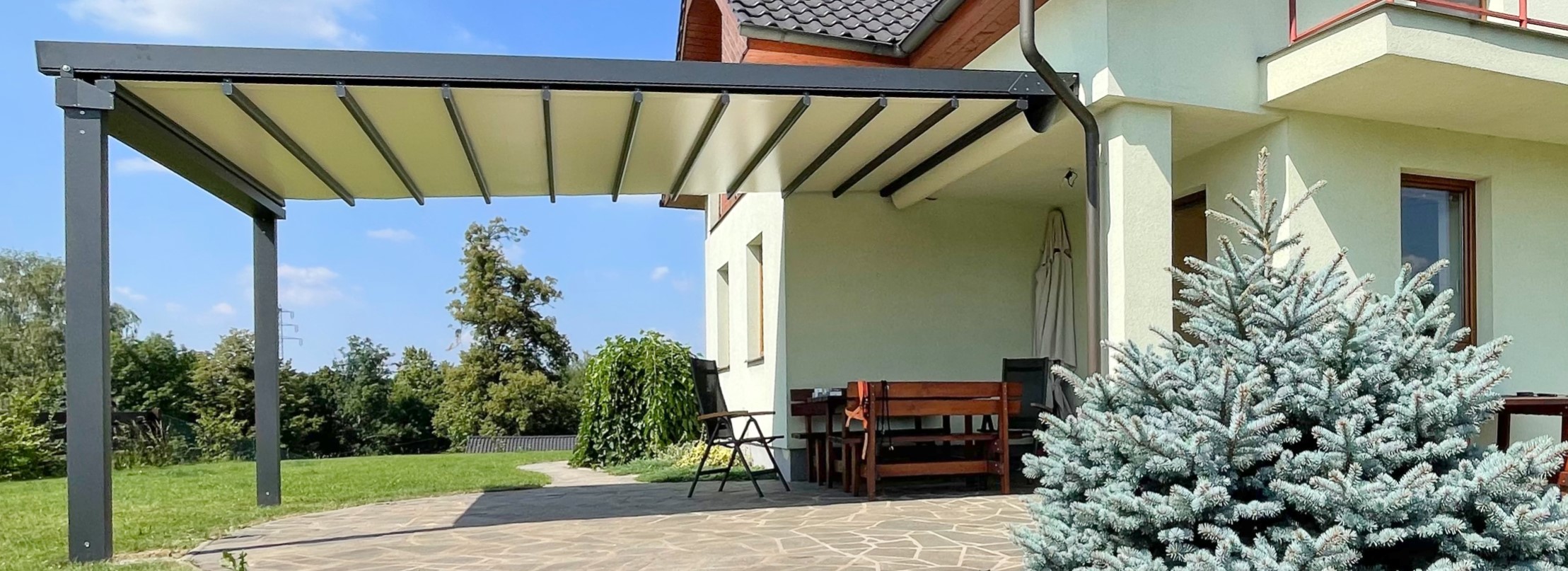 Pergola se stahovací střechou Ostrava, Frýdek-Místek, Český Těšín, Třinec, Hnojník, Jablunkov, Karviná , Bohumín, Orlová, Havířov, Nový Jičín