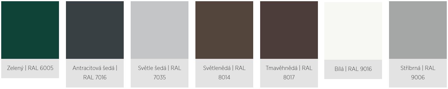 Standardní odstíny pro plechová garážová vrata dvoukřídlá.