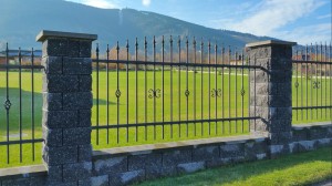 Plotový dílec s kovaným motivem.