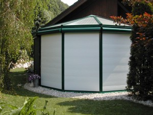 Rolety na pergolu, půlkulatý kastlík montáž Frýdlant n.O.